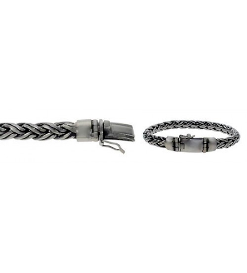 8mm Bali Chain Bracelet with Security Clasp, 7.5" - 8.5" Length, Sterling Silver